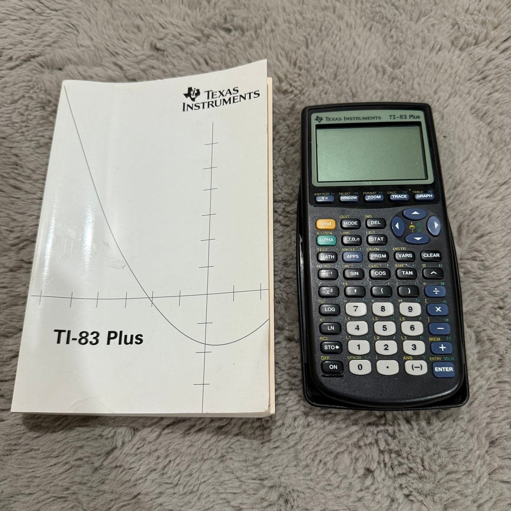 Texas Instruments TI-83 Plus Graphing Calculator Black Excellent With Guidebook